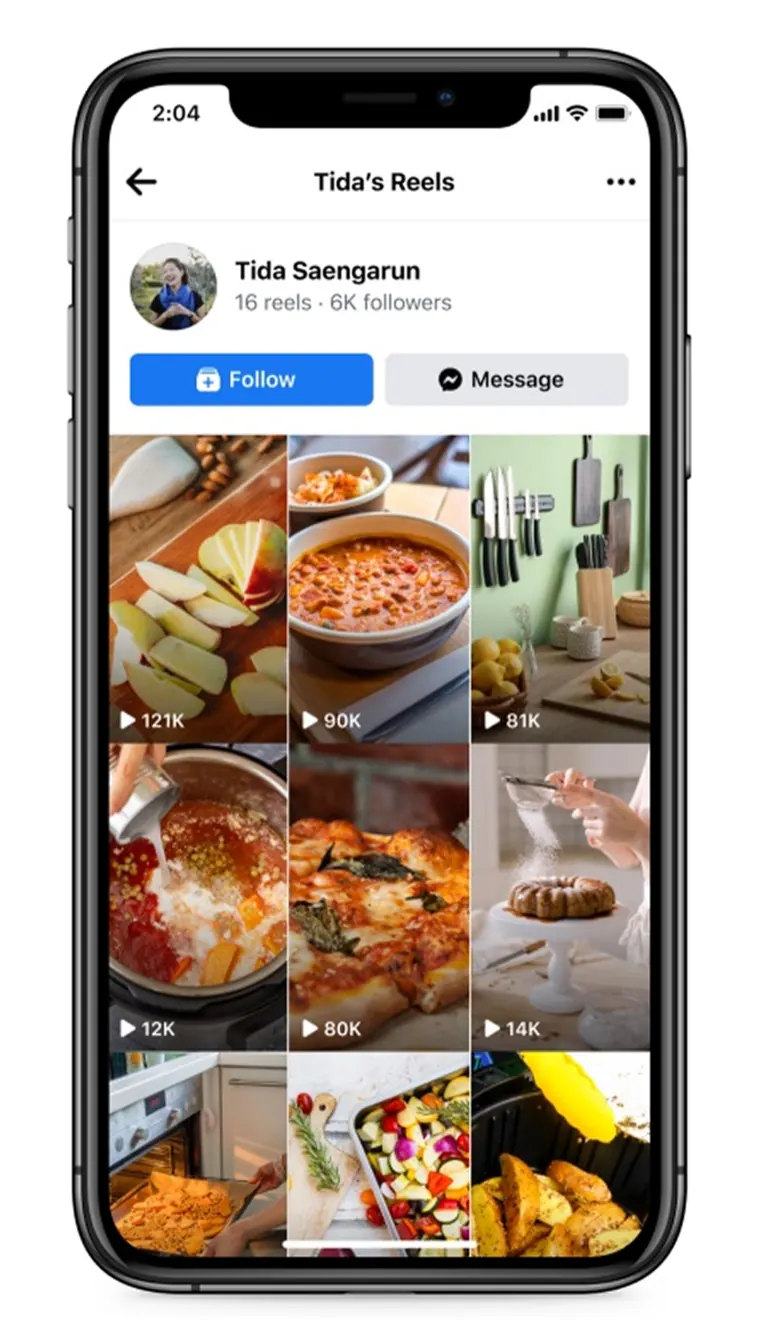 A Facebook Reel saved as an MP4 on a phone